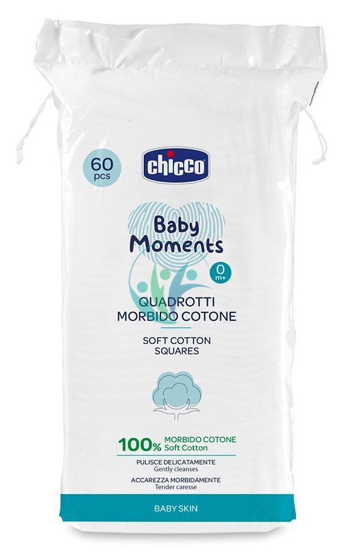Chicco Linea Baby Moments Cura del Bambino 60 Quadrotti Morbido Cottone