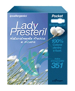 Lady Presteril Linea Pocket Assorbente Puro Cotone 10 Assorbenti Notte con Ali