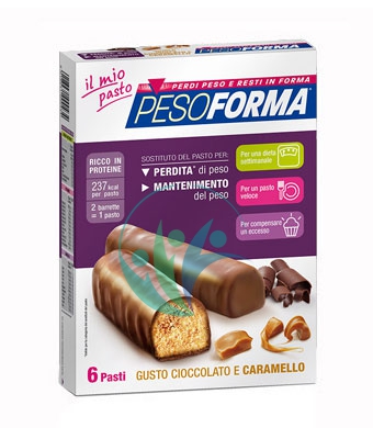 Pesoforma Linea Alimentazione Dietetica 12 Barrette Cioccolato e Caramello