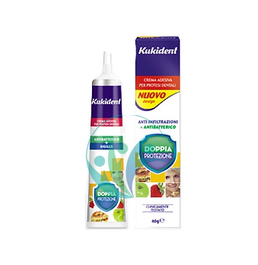 Kukident Linea Protesi Dentali Doppia Protezione Crema Adesiva Protettiva 40 g