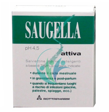 Saugella Linea Attiva Verde Detergente Intimo Delicato 10 Salviettine Morbide