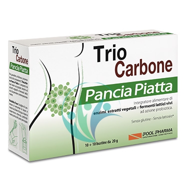 PoolPharma Linea Intestino Sano Triocarbone Pancia Piatta Integratore 10+10Buste