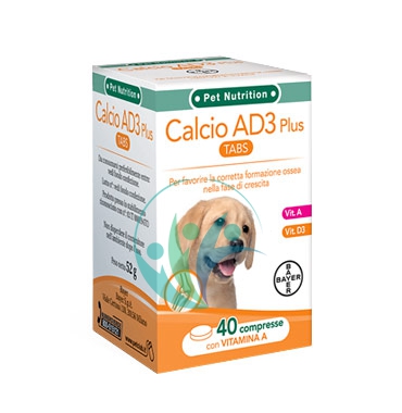 Bayer Pet Linea Animali Domestici Calcio AD3 Cani Integratore 40 Compresse