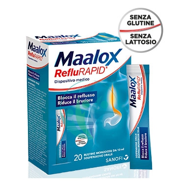 Sanofi Aventis Linea Apparato Gastrico Maalox RefluRAPID 20 Buste alla Menta