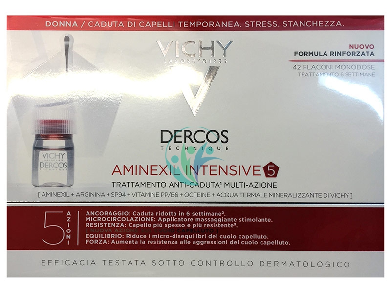 Dercos Linea Aminexil Intensive Trattamento Anticaduta 5 Azioni Donna 42 Fiale