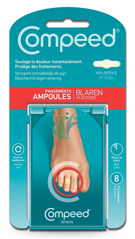 Compeed Linea Protezione Guarigione Vesciche 8 Cerotti Small per Dita del Piede
