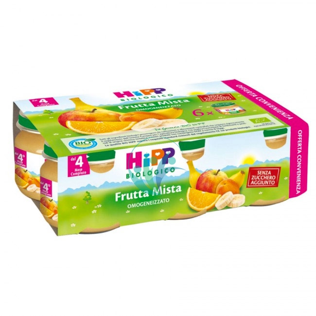 HiPP Linea Svezzamento Omogeneizzato Bio Frutta Mista 6 Vasi 80 g mesi 4+