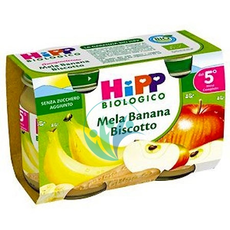 HiPP Linea Svezzamento Merende Mela Banana Biscotto 2 Vasetti da 125 g