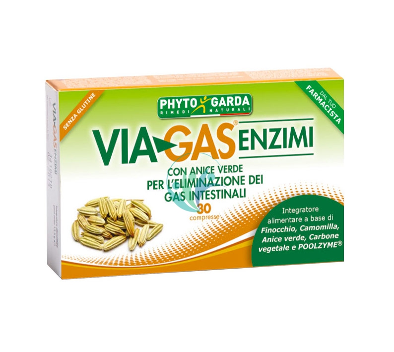 Phyto Garda Linea Intestino Sano Via Gas Enzimi Integratore 30 Compresse