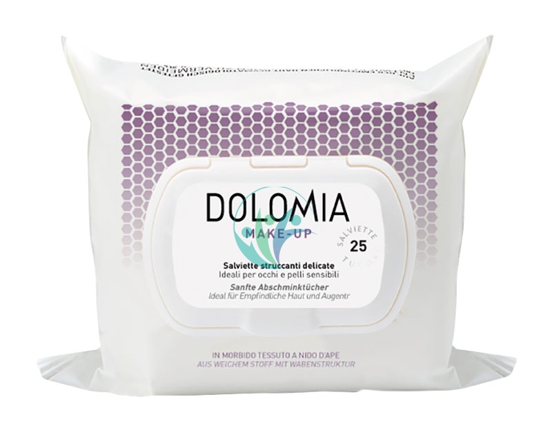 Dolomia Linea Trucco Viso 25 Salviette Struccanti per Occhi e Pelli Sensibili
