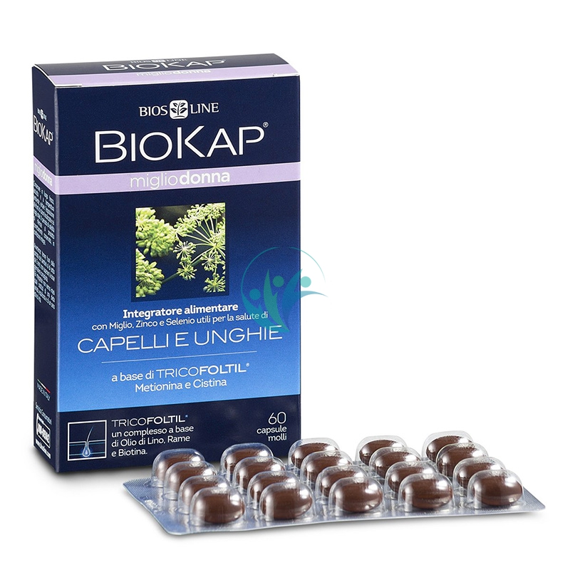 Bios Line Linea Capelli e Unghie Sani BioKap Miglio Donna Integratore 60 Capsule