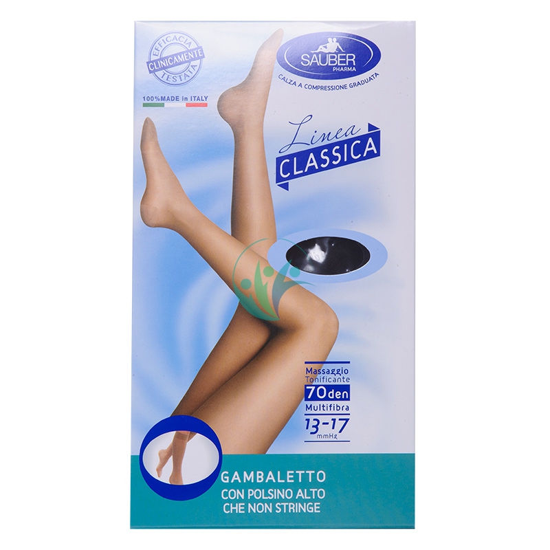 Sauber Linea Dispositivi Med Classic Gambaletto Liscio 70 Den 13-17mm tg 2 Beige