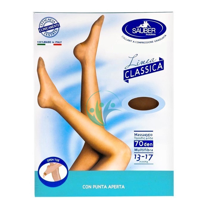 Sauber Linea Disp Med Classic Open Toe Gambaletto 70 Den 13-17mm tg 2 Beige