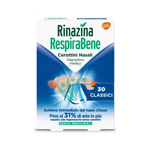 Gsk Linea Dispositivi Medici Rinazina Respirabene 30 Cerotti Nasali Classici