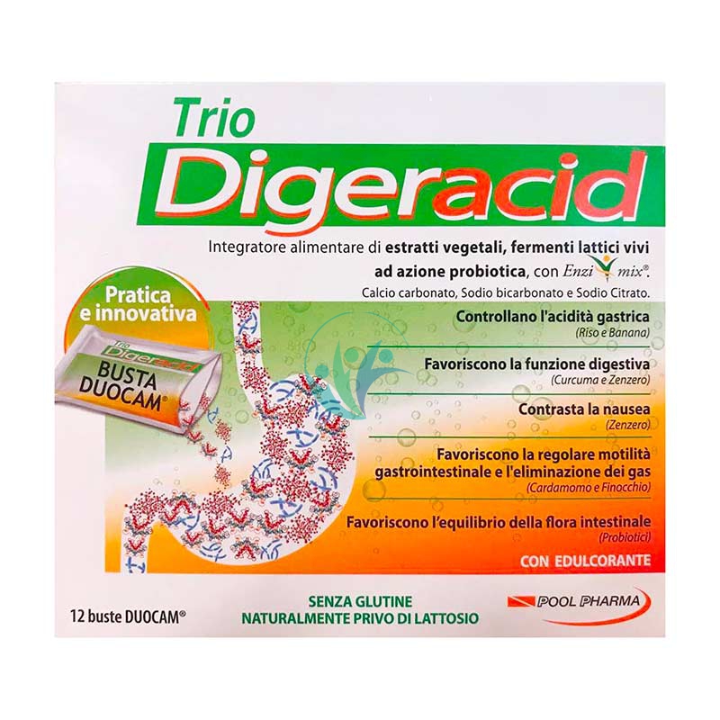 PoolPharma Linea Stomaco Sano Trio Digeracid Integratore Alimentare 12 Buste